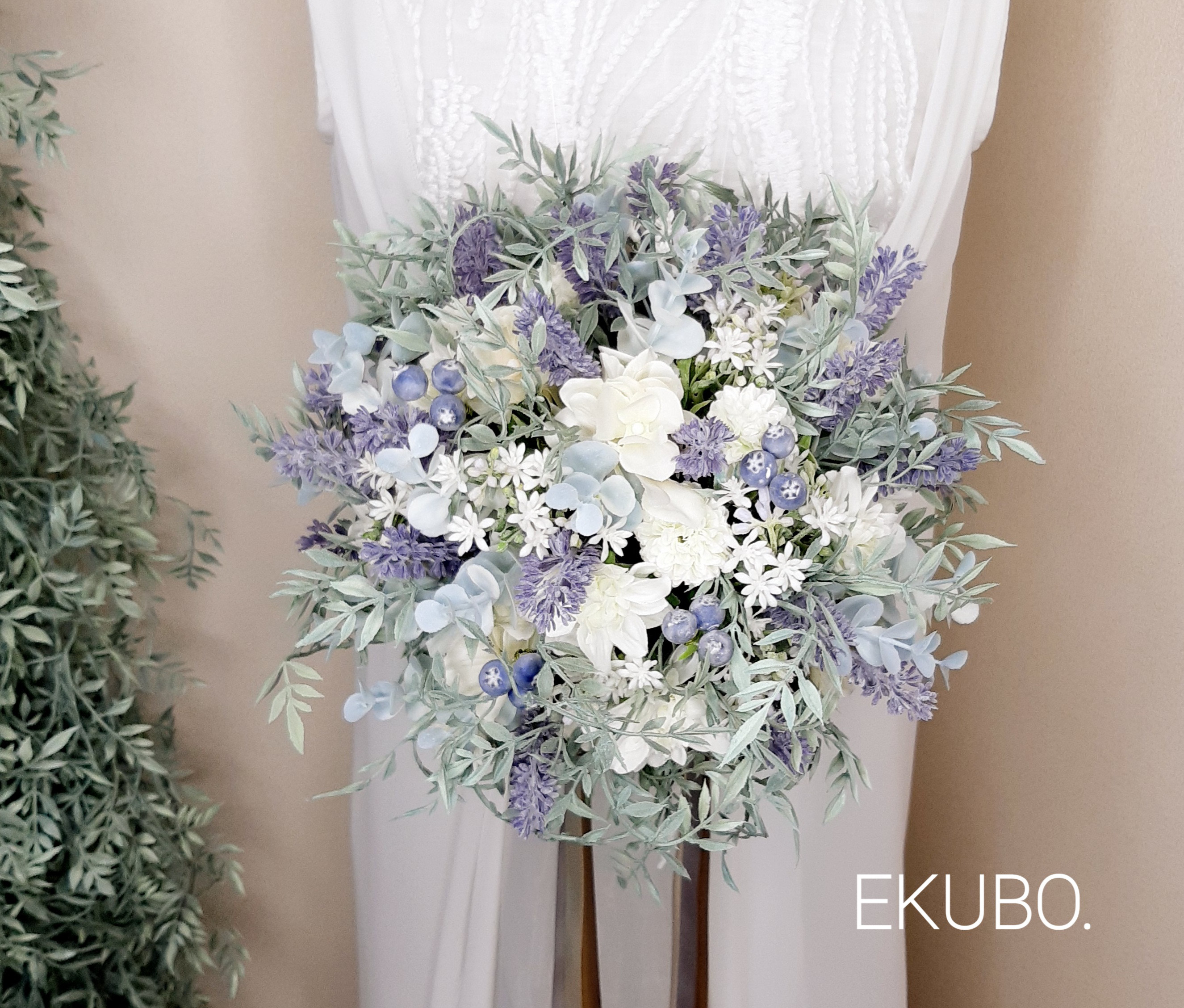 ✨【ラベンダーと小花のブーケ ロングリボン】ウエディングブーケ y377  