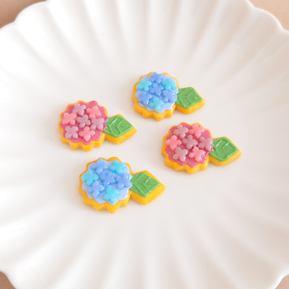 梅雨シリーズのアイシングクッキー【バッグチャーム】紫陽花ハンドメイド2023 7枚目の画像