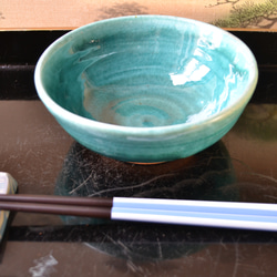 【再入荷！】ターコイズブルー　スープ皿(中)　中鉢　★萩焼　 12枚目の画像