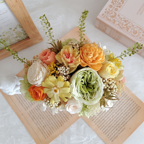 プリザーブドフラワー楕円形陶器アレンジメント✨ ふわふわ紫陽花