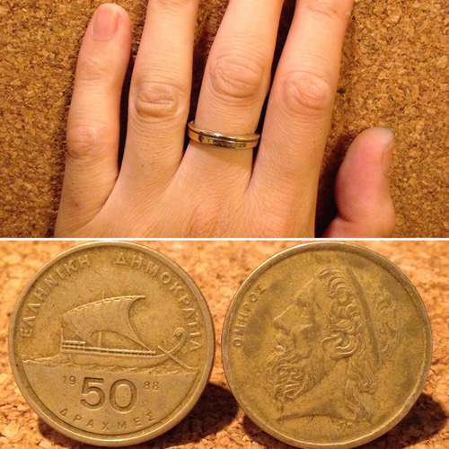 ギリシャコインリング 指輪 外国コインアクセサリー ギリシャ 硬貨