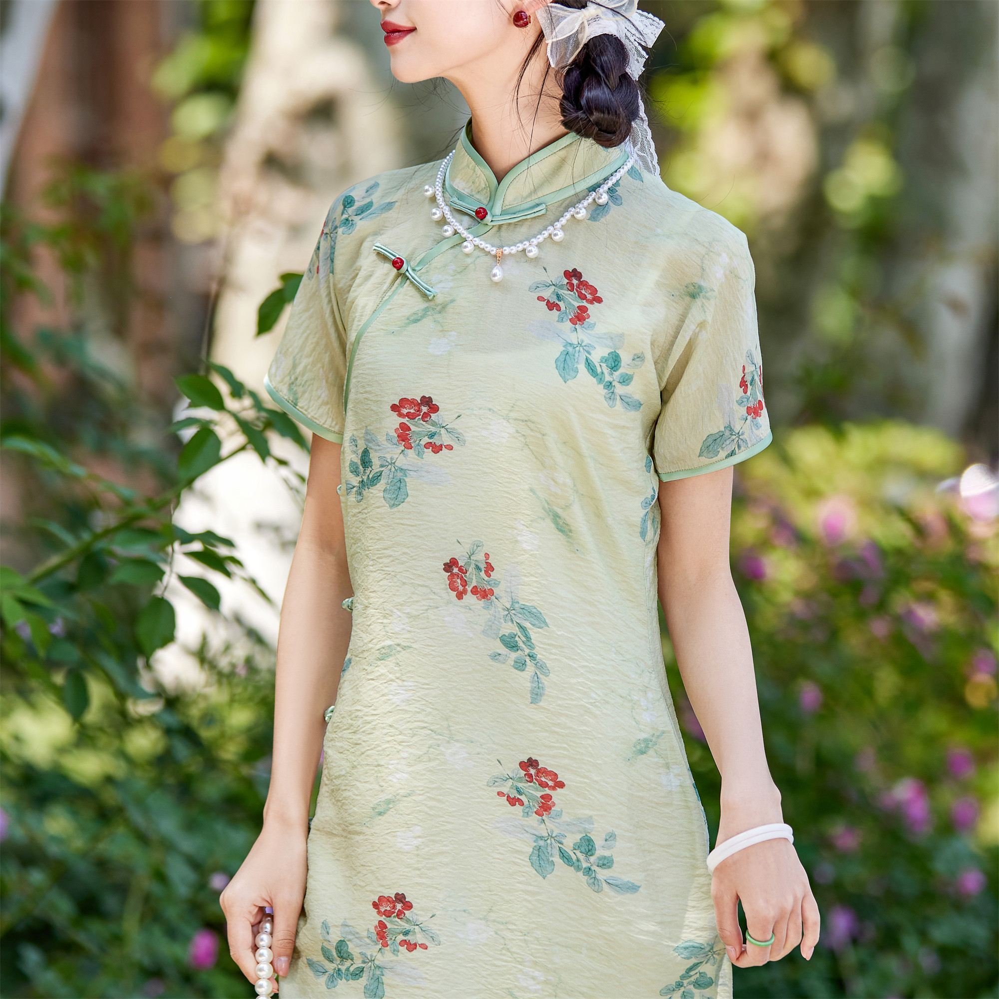 専用　Sunny Vintage ミントグリーンサテン 花柄刺繍 チャイナガウン 180366835.jpg?cmsp_timestamp=