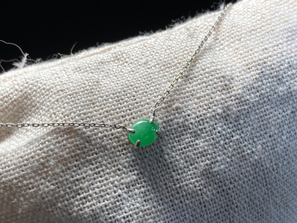 NK30 宝石質 グリーン 天然 本翡翠 ミャンマー産 ネックレス 金属アレルギー対応 爪留め 10枚目の画像