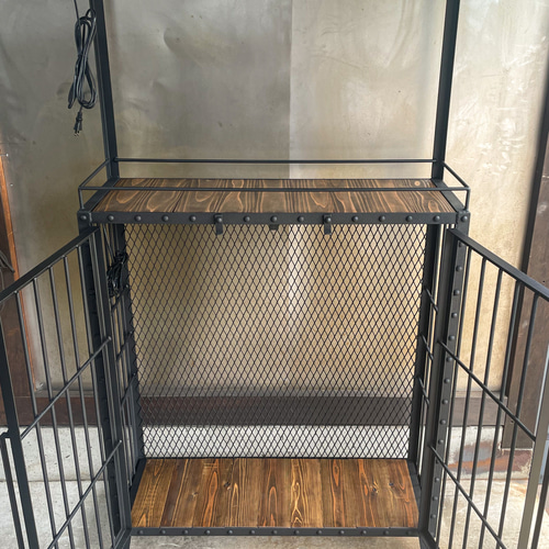 ブラックリベットキャビネット［ダクトレール2本］ 植物棚 アイアン