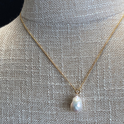 NK33 上品 大粒 バロック 淡水 パール ネックレス 金属アレルギー対応 