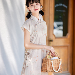 溫柔粉色 兩件套文藝復古少女旗袍 新中式國風春節改良洋裝連身裙 第6張的照片