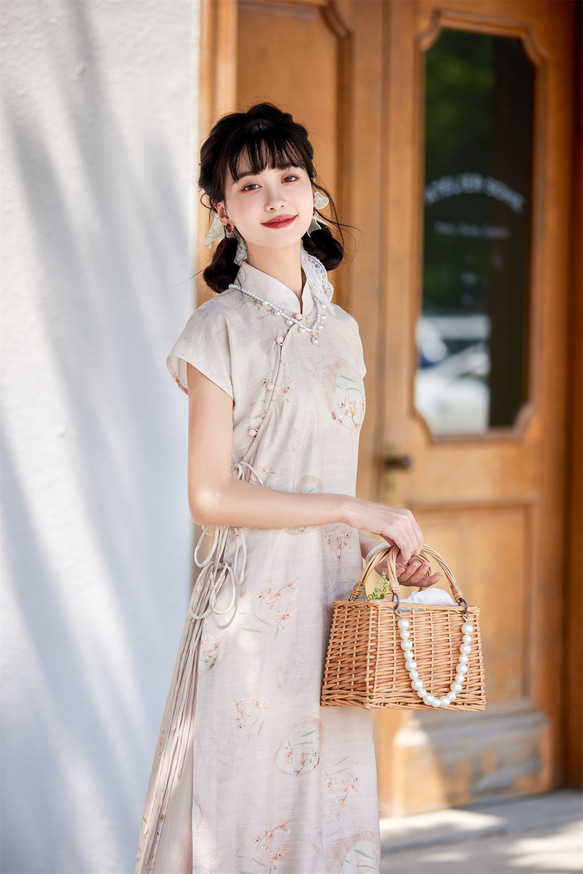 溫柔粉色 兩件套文藝復古少女旗袍 新中式國風春節改良洋裝連身裙 第6張的照片