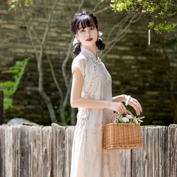 溫柔粉色 兩件套文藝復古少女旗袍 新中式國風春節改良洋裝連身裙 第3張的照片
