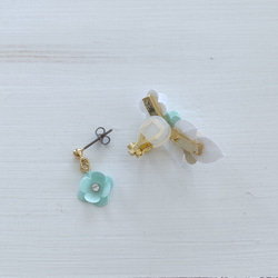 小さなお花イヤーカフセット（mintblue）＜ペーパーアクセサリー＞ 5枚目の画像