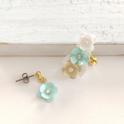 小さなお花イヤーカフセット（mintblue）＜ペーパーアクセサリー＞ 8枚目の画像