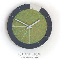 【送料無料】手作りの掛け時計　MUU CLOCK CONTRA (Field Green)緑 デザイン インテリア 1枚目の画像