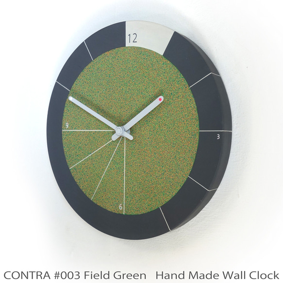 【送料無料】手作りの掛け時計　MUU CLOCK CONTRA (Field Green)緑 デザイン インテリア 3枚目の画像