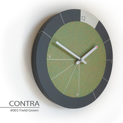 【送料無料】手作りの掛け時計　MUU CLOCK CONTRA (Field Green)緑 デザイン インテリア 2枚目の画像