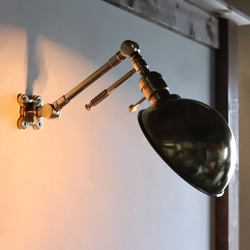 【要電気工事】USAヴィンテージブラスラウンドシェードインダストリアルブラケットライト｜工業系真鍮壁掛照明ウォールランプ 8枚目の画像