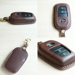 豐田智慧鑰匙包 II 3 級按鈕式栃木皮革 [免費刻名、選擇皮革和縫線] 手工縫製、真皮 第2張的照片