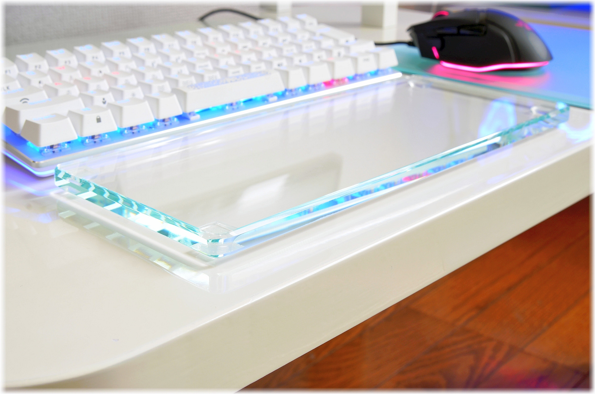 FULLガラスパームレスト【縦120㎜/横381～500㎜】四方小口磨き・ディアマンテガラス製