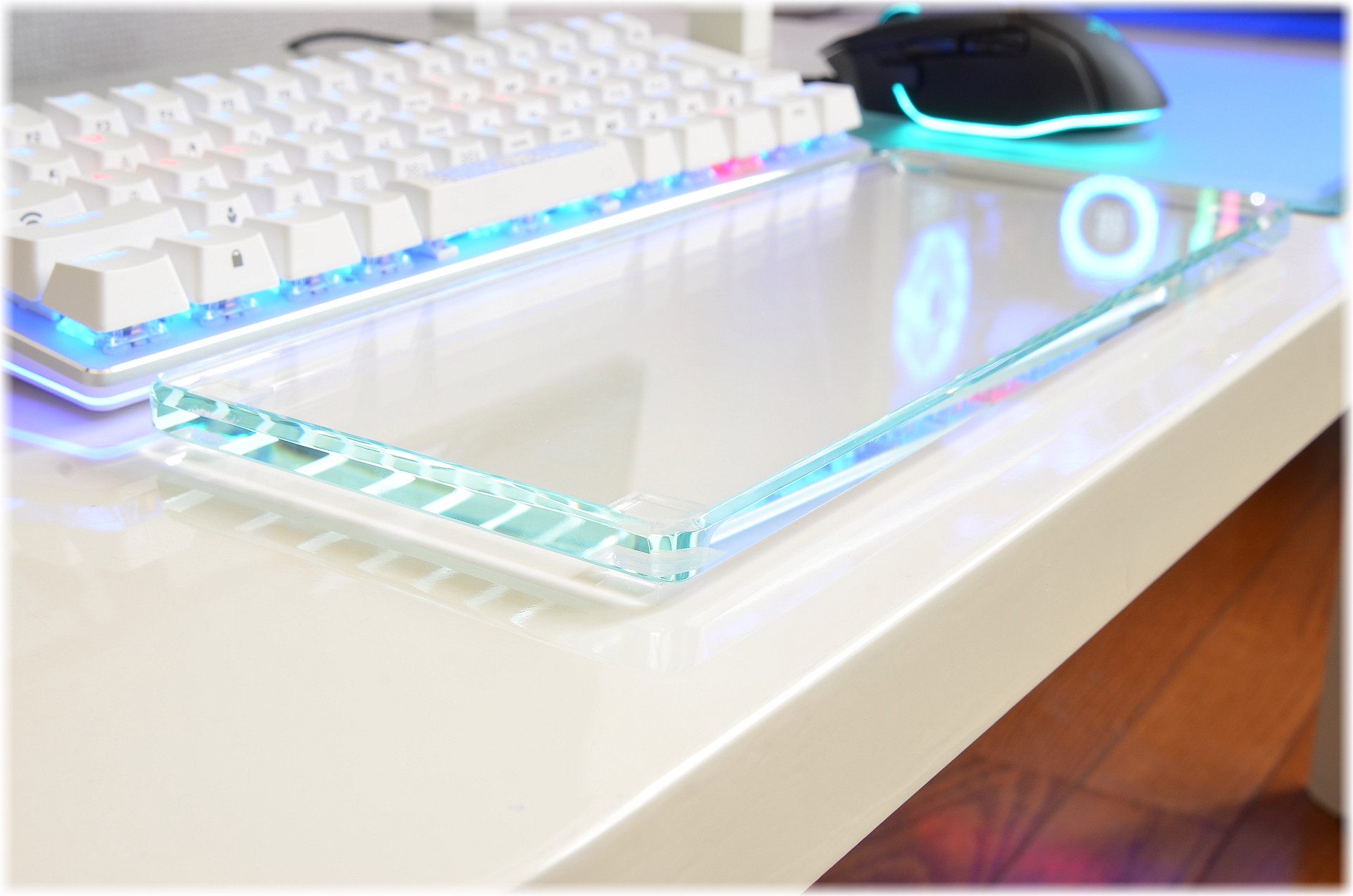 FULLガラスパームレスト【縦120㎜/横381～500㎜】四方小口磨き・ディアマンテガラス製