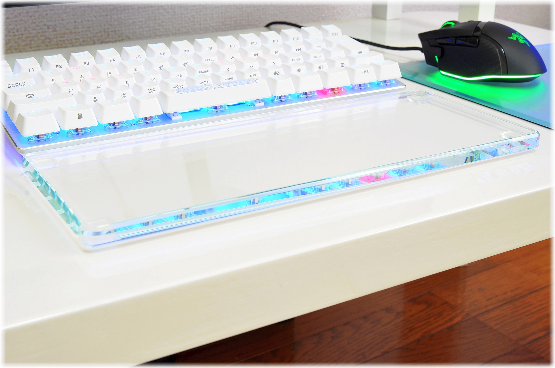 FULLガラスパームレスト【縦120㎜/横381～500㎜】四方小口磨き・ディアマンテガラス製