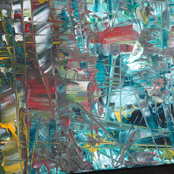 ひろ・あおき　作　「盤016 」　アクリル/キャンバス　S3　27.3x27.3cm　抽象絵画　現代アート　スクエア 14枚目の画像