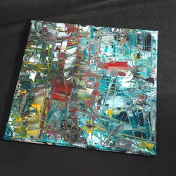 ひろ・あおき　作　「盤016 」　アクリル/キャンバス　S3　27.3x27.3cm　抽象絵画　現代アート　スクエア 9枚目の画像