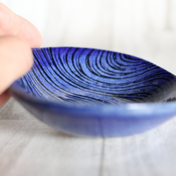 豆鉢　豆皿　【夜明け】手作り陶器　瀬戸焼　ブルー　瑠璃釉　女性作家　海月 4枚目の画像
