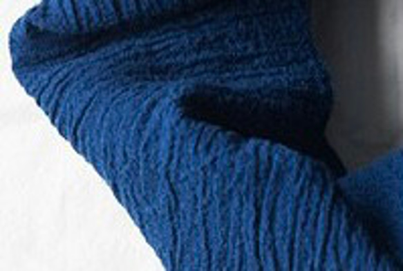 有機棉靛藍染色絲棉縐紗髮帶 [2 件套] 第5張的照片