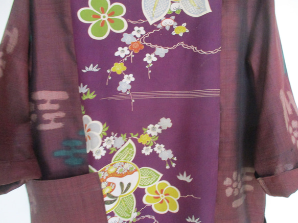７１１８　花柄の着物で作ったプルオーバー　＃送料無料 16枚目の画像