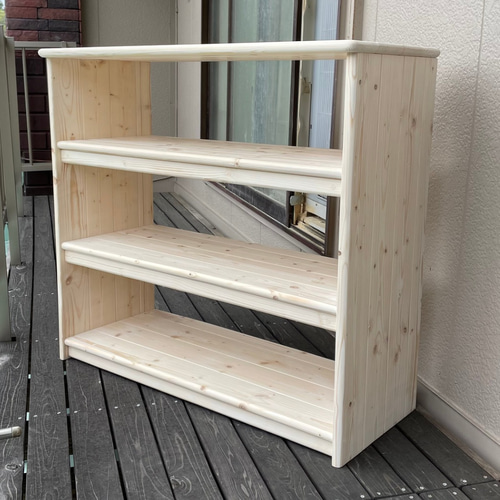 ★彡【新品】通常サイズ　ワトコオイル（ホワイト）ワイドA　絵本棚　ハンドメイド 幅広 ホワイト（ワトコオイル）ワイドDタイプ 絵本棚 おもちゃ棚 棚