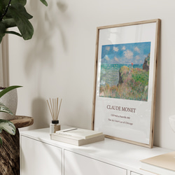 クロード モネ、風景画ポスター、プールヴィルの断崖の散歩、シンプル