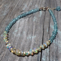 14kgf＊Opal & Sea Bracelet　プレシャスオパール＆アパタイト☆アジャスター 19枚目の画像