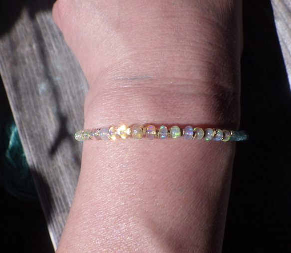 14kgf＊Opal & Sea Bracelet　プレシャスオパール＆アパタイト☆アジャスター 14枚目の画像