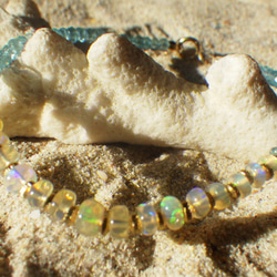 14kgf＊Opal & Sea Bracelet　プレシャスオパール＆アパタイト☆アジャスター 6枚目の画像