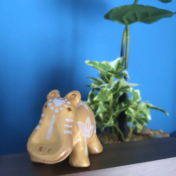 カバ君の夏休み❤️カバ人形、陶器人形、置物、縁起物、作家