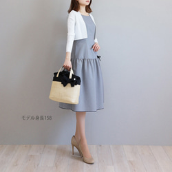 【與日系服裝兼容性好◎】歐根紗內襯絲帶籃袋【粉米色】 第9張的照片