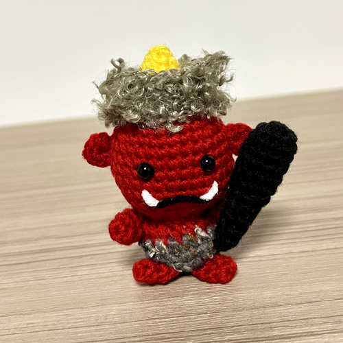 節分飾り・単体販売】カラフル鬼の編みぐるみ（赤・青・緑・黄