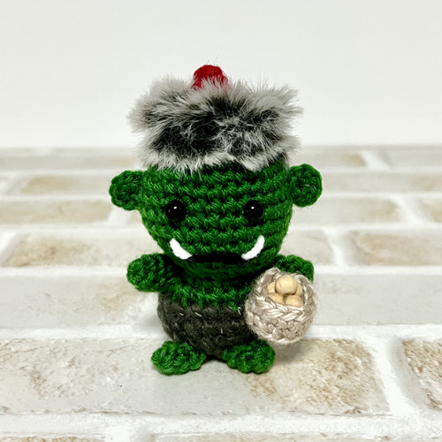 送料無料】【節分飾り・単体販売】カラフル鬼の編みぐるみ（赤・青・緑