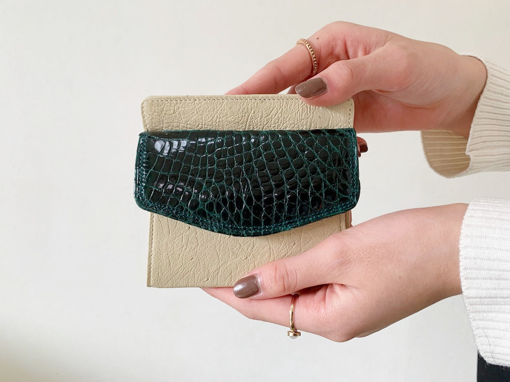 日本製　上質　クロコダイル　クライン・カルー　オーストリッチ　薄型　コンパクトウォレット　財布　エキゾチックレザー 6,776円