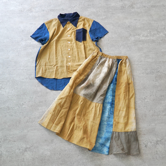 【福袋】ショートスリーブシャツ/三河織物＋パッチギャザースカート/三河織物 2枚目の画像