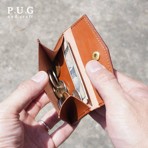 ランチタイム用】 ミニマルウォレット 本革 小銭入れ イタリアンレザー