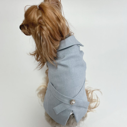 犬服オーダー☆フリルカラー付きノースリーブタキシード 犬服オーダー☆フリルカラー付きノースリーブタキシード
