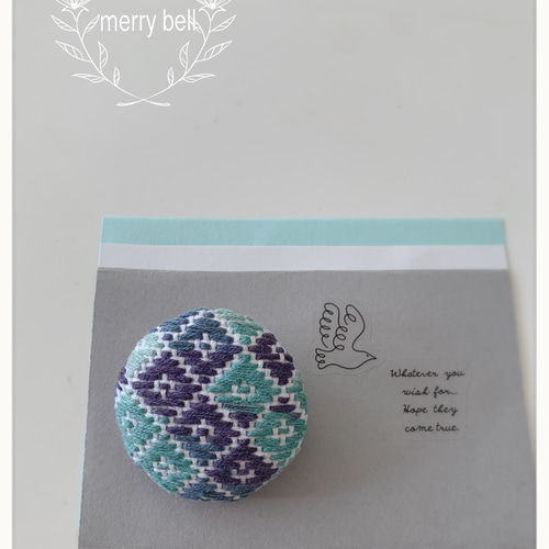 海色のこぎん刺しブローチ ブローチ merry bell 通販 15920610