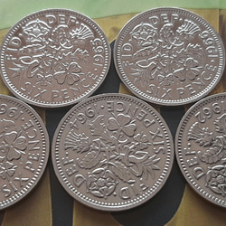 幸せのシックスペンス イギリス 50個セットラッキー6ペンス 本物古銭英国コイン