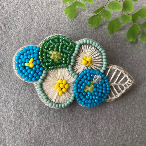 送料無料 店舗 ビーズ刺繍ブローチ アジサイ ブローチ 15920836 通販 a.tede その他