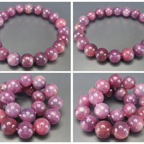 逸品一点物天然石AAA紫紅ルビー円玉濃い目約9.5mmブレスレット貴石の王  