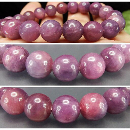 逸品一点物天然石AAA紫紅ルビー円玉濃い目約9.5mmブレスレット貴石の王  