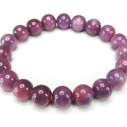 逸品一点物天然石AAA紫紅ルビー円玉濃い目約9.5mmブレスレット貴石の王  