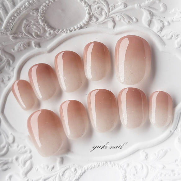 Yuzu Nail グラデーションネイルチップ 10個入り　ナチュラル　オフィス オフィスに使えるグラデーションネイル ネイルチップ（つけ爪） yuki