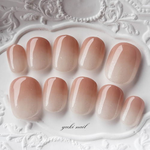 Yuzu Nail グラデーションネイルチップ 10個入り　ナチュラル　オフィス オフィスに使えるグラデーションネイル ネイルチップ（つけ爪） yuki