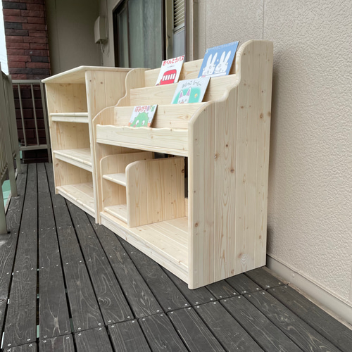 ★彡【新品】ビックサイズ　ホワイト（ワトコオイル）　ワイドＨタイプ　絵本棚 ビックサイズ ホワイト（ワトコオイル） ワイドGHセット 絵