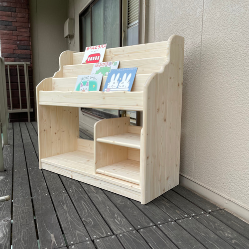 ★彡【新品】通常サイズ　ワトコオイル（ホワイト）ワイドA　絵本棚　ハンドメイド ビックサイズ ホワイト（ワトコオイル） ワイドGHセット 絵